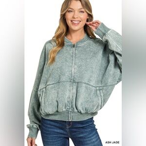 Zanana Acid Washed Fleece Jacket